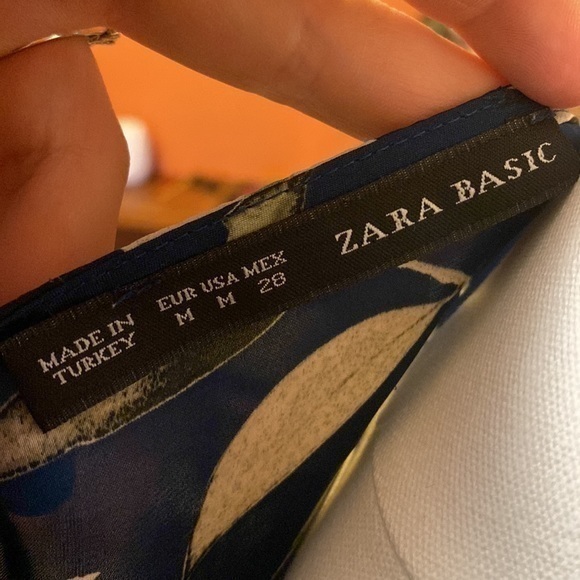 Zara M Bird print satin blouse work wear formal shirt - Picture 7 of 8